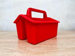 Stackable Art Caddy Organiser with 4 Compartments Multi-Purpose Organiser - Red